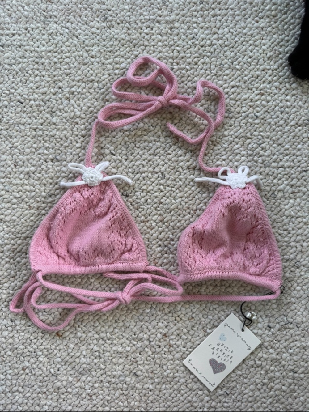 X Guizio by Frankie’s Bikinis Tide Knit Triangle bikini Top